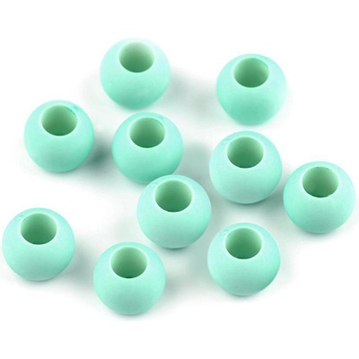 Prima-obchod Plastové korálky matné s velkým průvlekem 10x12 mm, barva 3 (29) mint