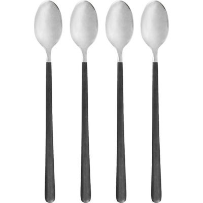House Doctor Dlhá lyžička Ox Black/Silver – sada 4 ks