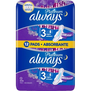 Always platinum дамски превръзки, duo night, 12 броя