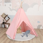 vidaXL Детска палатка Типи прасковена кожа розова чанта 120x120x150 см (80270)