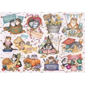 Ravensburger - Puzzle Cat calendar - 1 000 piese