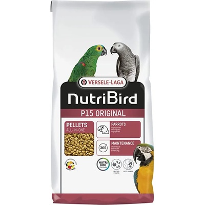 Versele-Laga Nutribird P15 Original - Пълноценна ежедневна храна за големи папагали, екстрадирани пелети - едноцветни, 3 кг