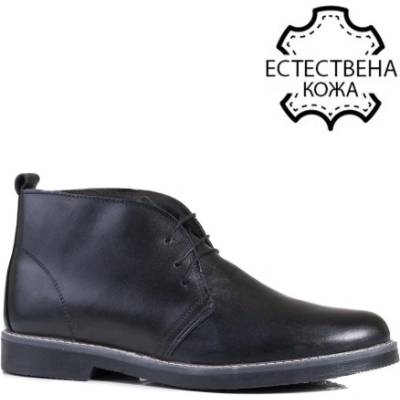 Vodo Черни мъжки боти от естествена кожа (9891)