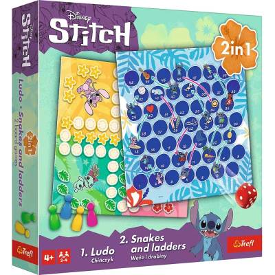 Trefl Настолна игра 2 в 1 Lilo & Stitch (Ludo/Snakes and Ladders) - Детска (02656)