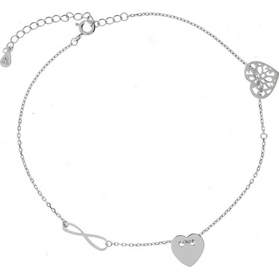 Argento Stříbrný náramek na nohu - srdíčka, nekonečno 91446 – Zbozi.Blesk.cz