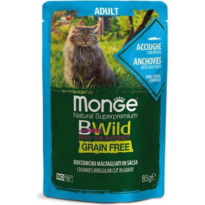 Monge Bwild Cat Grain Free ADULT Ančovičky so zeleninou 85 g