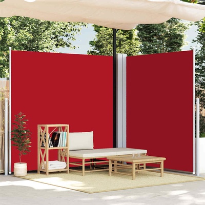 vidaXL Zatahovací boční markýza červená 200 x 600 cm