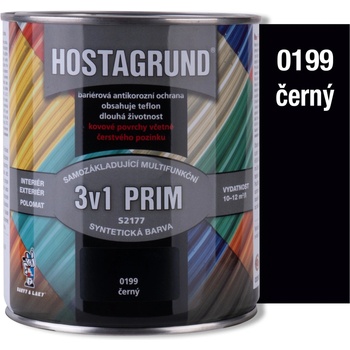 Barvy A Laky Hostivař Hostagrund Prim 3v1 S2177 základní i vrchní barva na kov, 0199 černá, 600 ml