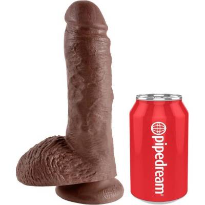 King Cock 8" Cock Brown With Balls 20.3 cm