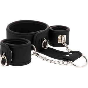 Fetish Submissive Bound Neck to Wrist Restraints Vegan Leather