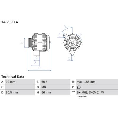 Alternátor BOSCH 0 986 040 180