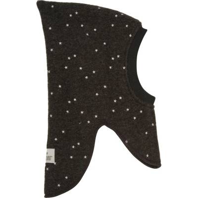 Merino kukla s výšivkou Dark Brown Melange HUTTELIHUT