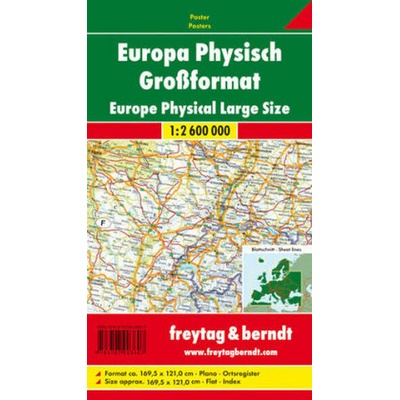 Freytag & Berndt nástěnná mapa Evropa fyzická, 1:2,6 mil., 169,5x121 cm