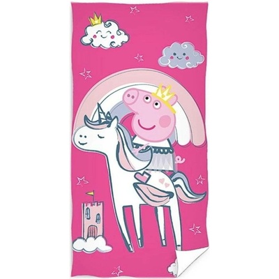 Halantex Bavlněná plážová osuška Prasátko Peppa motiv Pepinka princezna 70 x 140 cm