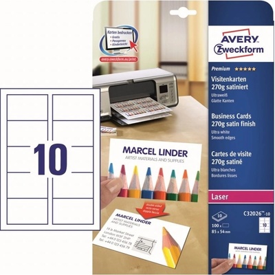 Avery C32026-10 85 x 54 mm 220 g 10 listů saténové jasně bílé