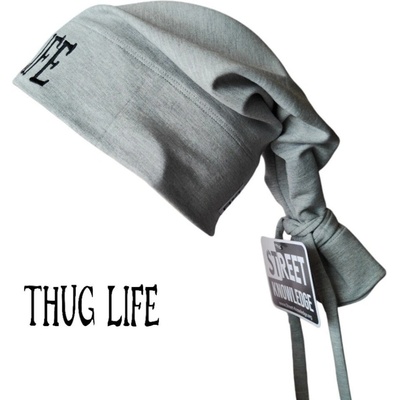 Street Knowledge Бийни шапка в сиво с бродерия Thug life Beanie Street KnowledgeSK-0067 - Сив, размер S/M