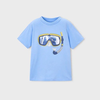 MAYORAL Тениска къс ръкав 3D изображение маска в небесносин цвят за мини момче Mayoral