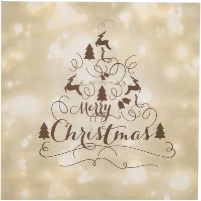 Clayre & Eef Béžové papierové obrúsky s jeleňami Merry Christmas 33x33 cm 20ks