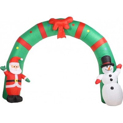 Aga Nafukovací LED Santa Claus a snehuliak s bránou 240 cm