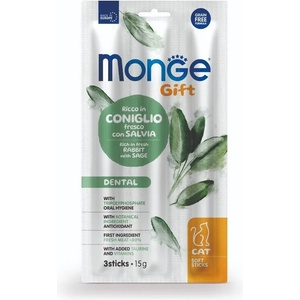 Monge Gift Soft Sticks Dental Cat лакомство за котки, стикчета за дентална грижа със заешко и салвия 15gr