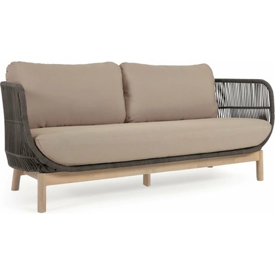 Kave Home Catalina zahradní pohovka béžová/zelená trojmístná