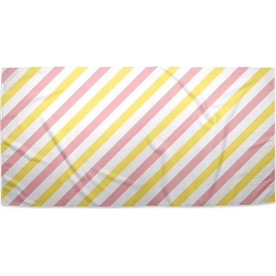 Sablio Ručník s potiskem Růžové a žluté pruhy 50 x 100 cm