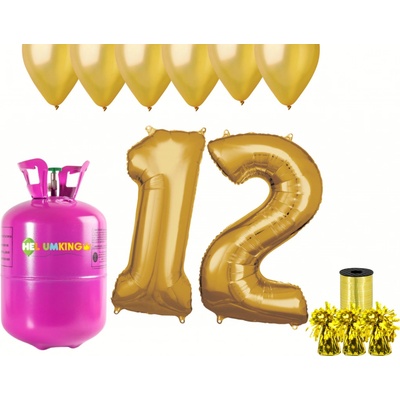 HeliumKing Helium párty set na 12. narozeniny se zlatými balónky