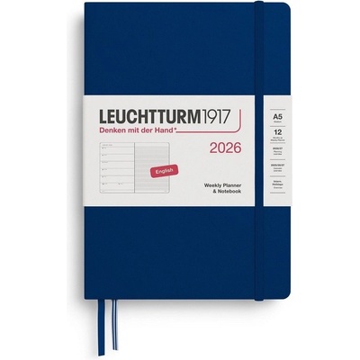 Weekly Planner & Notebook 2026 Medium A5 Navy – Zboží Mobilmania