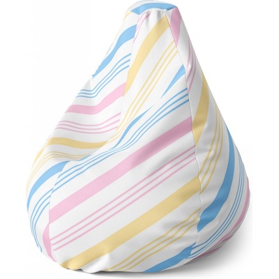 Sablio sedací vak Pear tříbarevné pruhy 140 x 100 x 25 cm