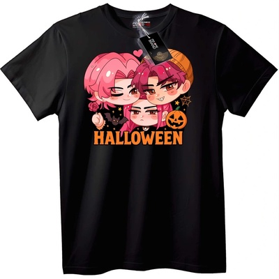 NOONEBRAND Тениска Halloween Чиби Герои - 3XL, Black