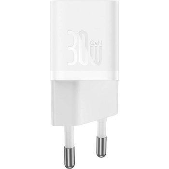 Baseus Мрежово зарядно устройство Baseus GaN5S Fast Charger 1C, 30W, 1 x Type-C F, Бял - 40409 (40409)