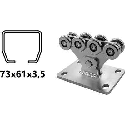 CAIS Vozík pre C-profil 73x61x3,5 mm 8 roliek SPEED S