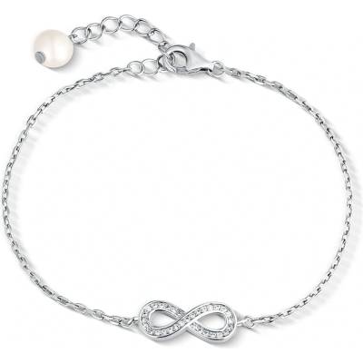 JwL Luxury Pearls stříbrný náramek nekonečno s pravou perlou JL0848