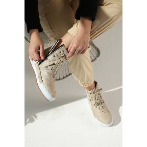 Moda Trend Дамски боти от велур - Бежови #320326 (320326_Бежов)