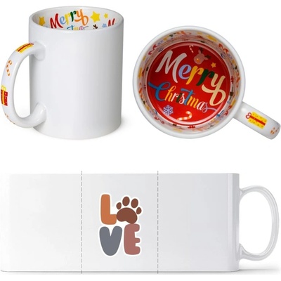 Motto Hrneček Nápis LOVE s tlapkou Veselé Vánoce Standard Dárky Sublistar 330 ml