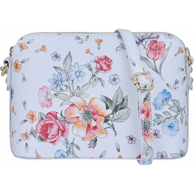 MaxFly Malá kožená crossbody kabelka 52321 bílá s květy