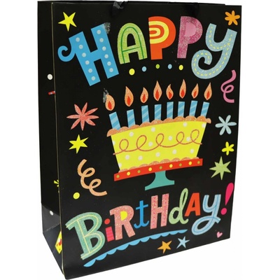 Dárková taška Happy Birthday černá 32*11cm