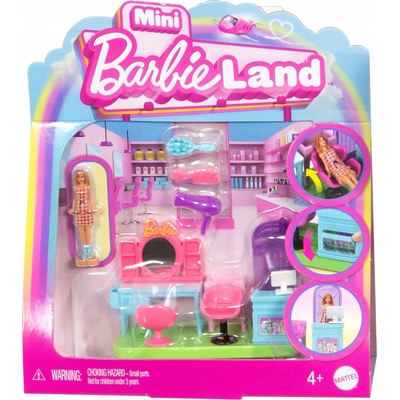 Barbie MiniLand Kadernícky salón + mini Bábika Sada 4+ JCR32
