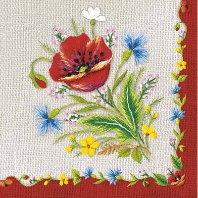 Ubrousek 33x33cm Výšivka mák – Zboží Dáma