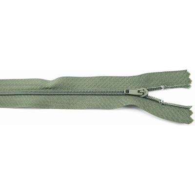 Nedeliteľný jemný plastový špirálový zips (veľkosť číslo 3) rôzne farby - dĺžka 12 cm - 60 cm 35 cm Stredne Khaki Zelená