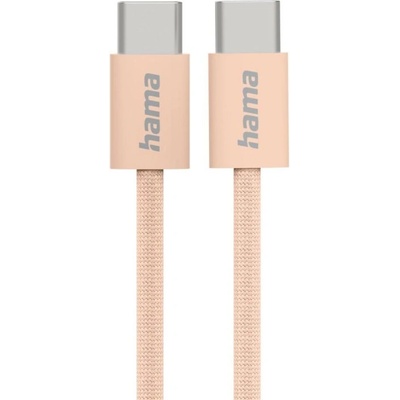 Hama Кабел за зареждане "Fabric", USB-C - USB-C, 1 m, Nylon, оранжев (HAMA-201727)