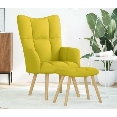 vidaXL 4016785 Relaxační s podnožkou textil Světle žlutá