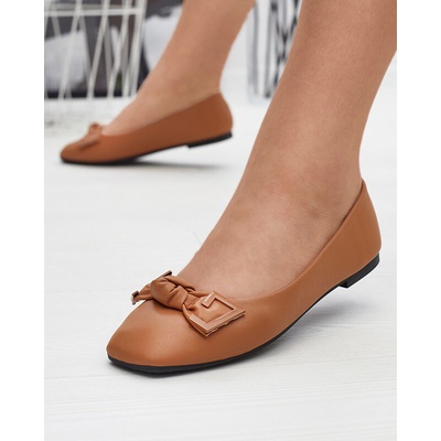 Resti Women's camel ballerinas with decoration on the nose Caxien- Footwear hnedé