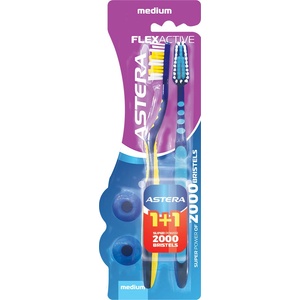 Astera Четка за зъби Flex Active, Medium, 2 броя