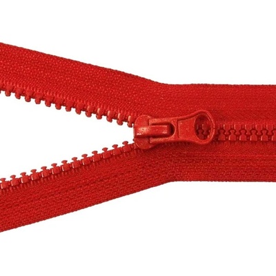 Zip kostěný bundový 5mm dělitelný délka 60 cm - ČERVENÁ