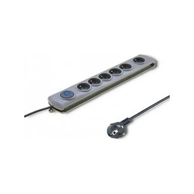 Qoltec Anti-surge strip | 6 sockets | 5m | Gray