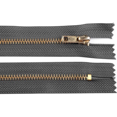 Prima-obchod Kovový zip No 4 délka 16 cm kalhotový, barva 320 šedá hematit