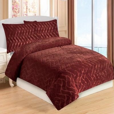 Jahu Obliečky mikroflanel štruktúra Vlnka tehlová 140x200 70x90