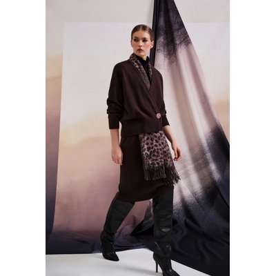 Moodo Кафяв кардиган с декоративно копче Moodo Moodo | Kafyav | ЖЕНИ | XS