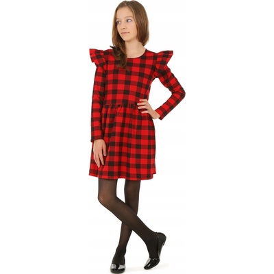 Fashionkids dievčenské karované šaty LENKA červená